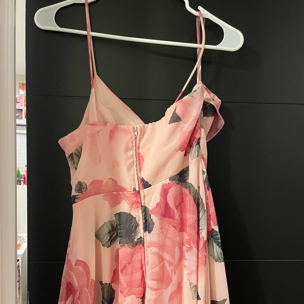 Pink Roses Maxi Prom Dress - Picture 11 of 12